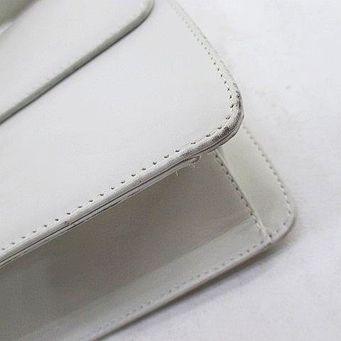 GENNY Leather Shoulder Bag White AB 17cm x 8.3in Crossbody Women’s