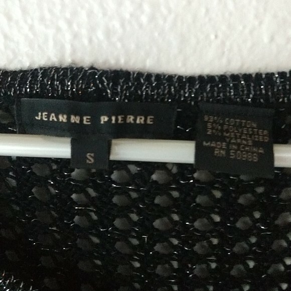 Jeanne Pierre Metallized Black Sweater S Metallic Rocker Loose Knit