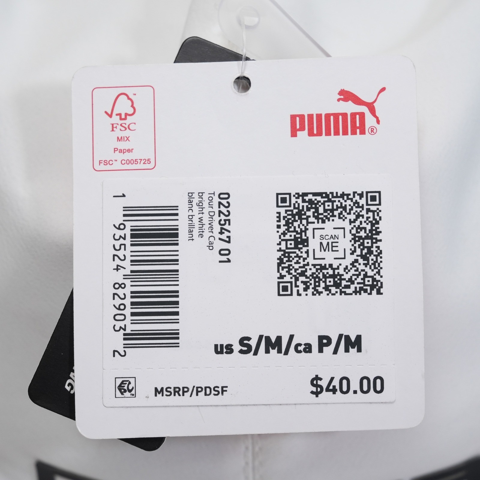 Puma Tour Driver Cap Mens S/M White Cobra Golf Flat Hat Flexfit 022547 01