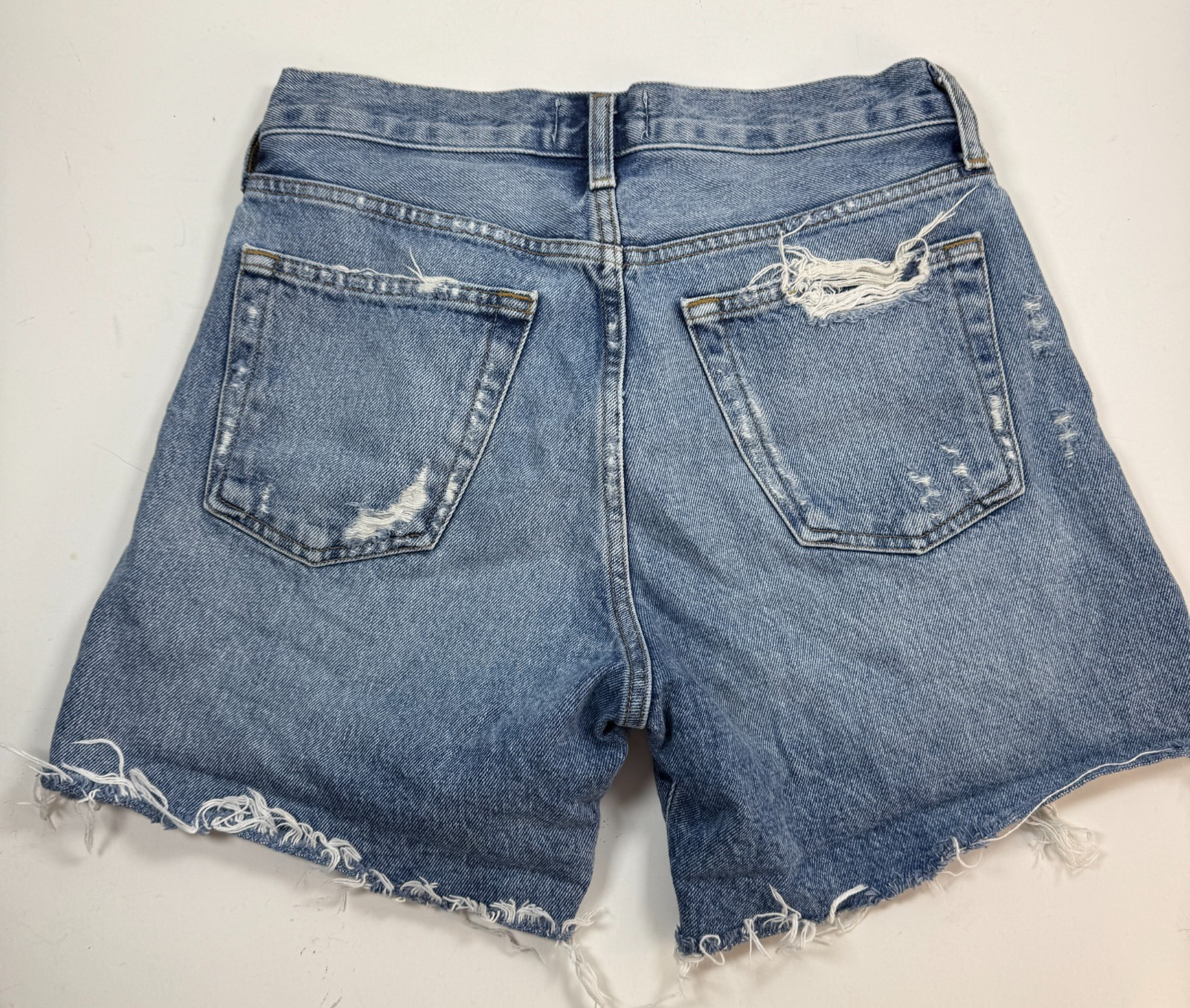 Agolde Shorts Women 24 Blue Parker Denim Distressed Cuffed Button Fly A9027-1141