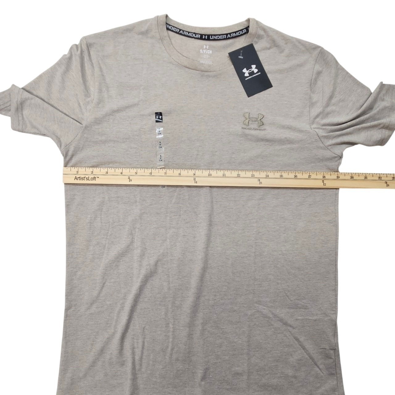 Under Armour Mens Loose Fit Icon T Shirt S/P/CH Beige Short Sleeve Crew Neck