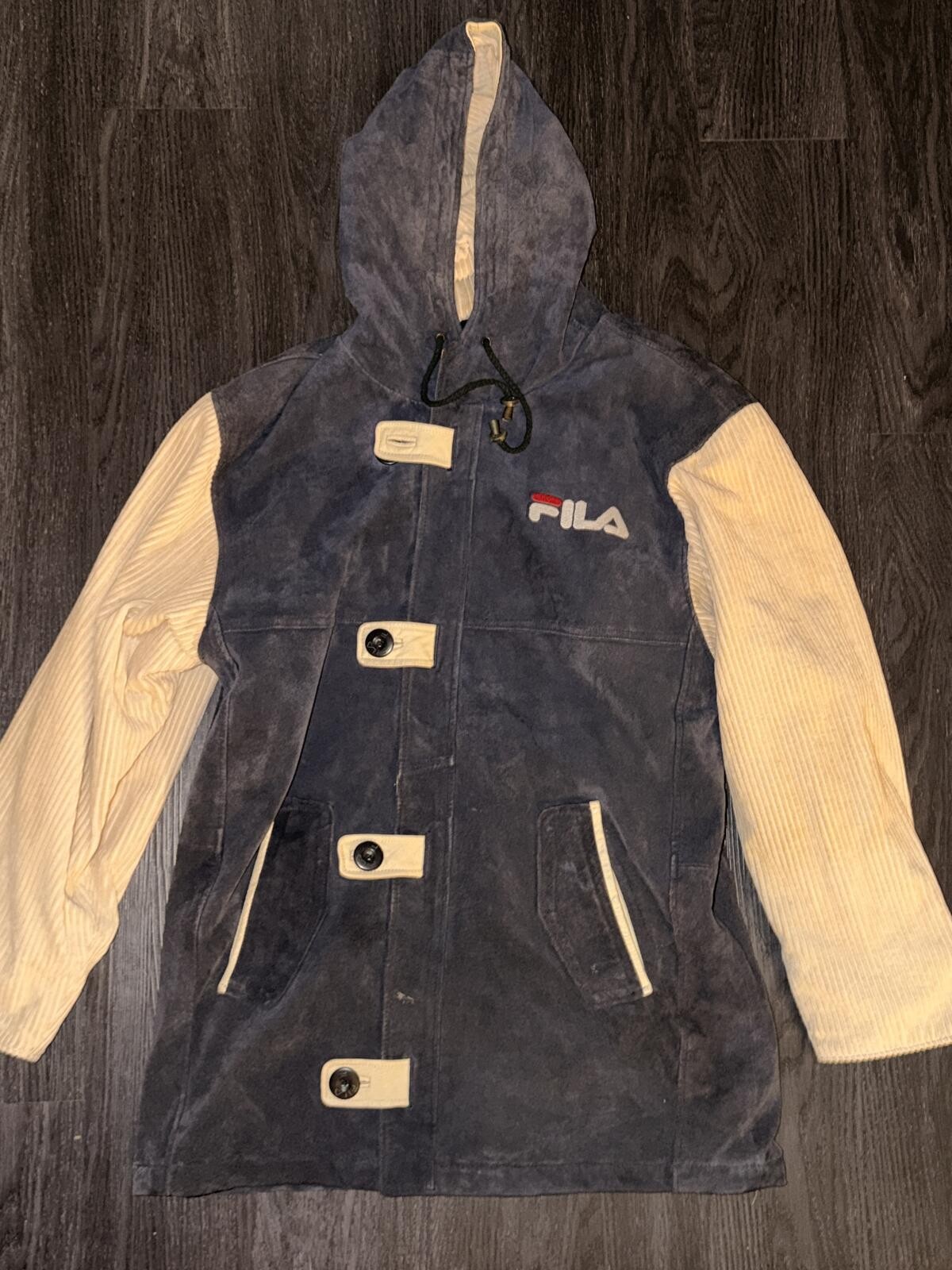 Vtg 90s FILA Suede Corduroy Toggle Jacket Leather Trim Japan Import – Pristine