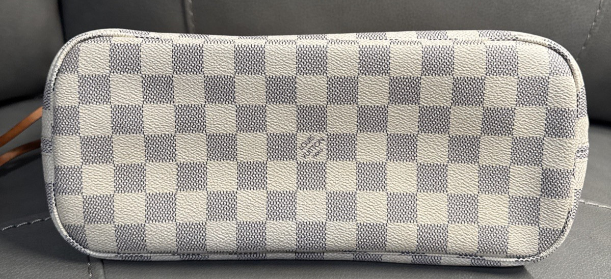 Authentic Louis Vuitton Neverfull PM Damier Azur Canvas Tote Shoulder Bag