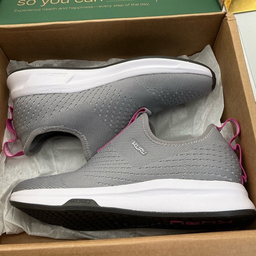 NWT KURU ATOM Slip-On Stone Gray-Berry Pink women size 9 M
