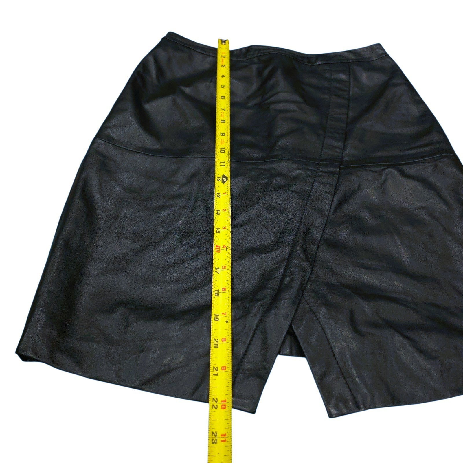 Halogen Leather Pencil Skirt Above-the-Knee with Diagonal Front Seam EUC Size 4