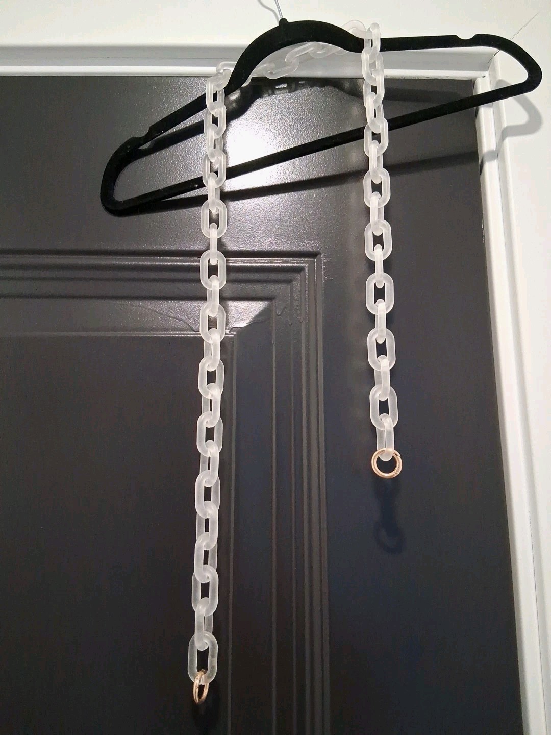 Large Chain Matte Clear Acrylic Handbag Strap Gold Tone Clasp Replace. 21″ Drop