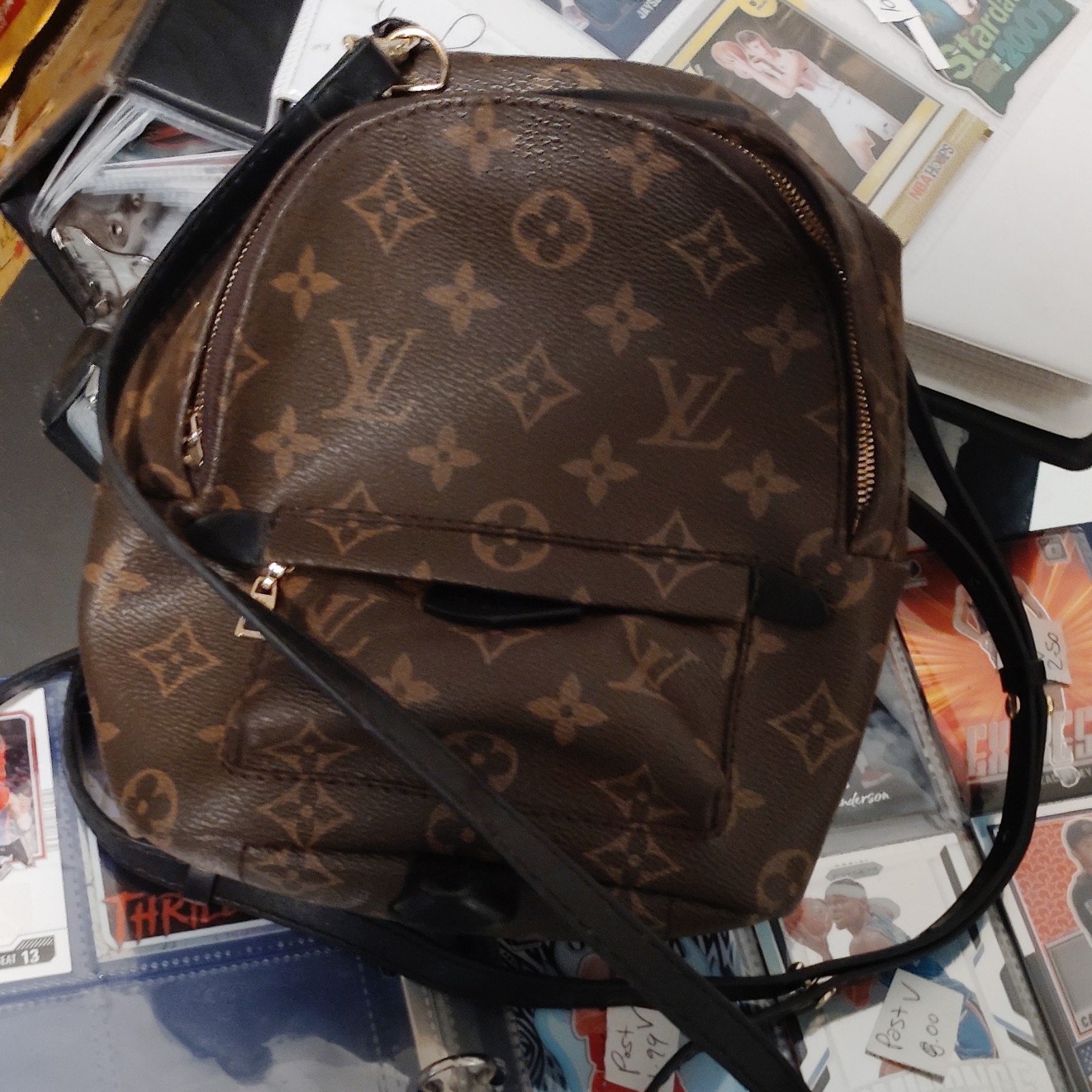 Louis Vuitton Monogram Mini Backpack Brown Zip Closure Detachable Black Strap