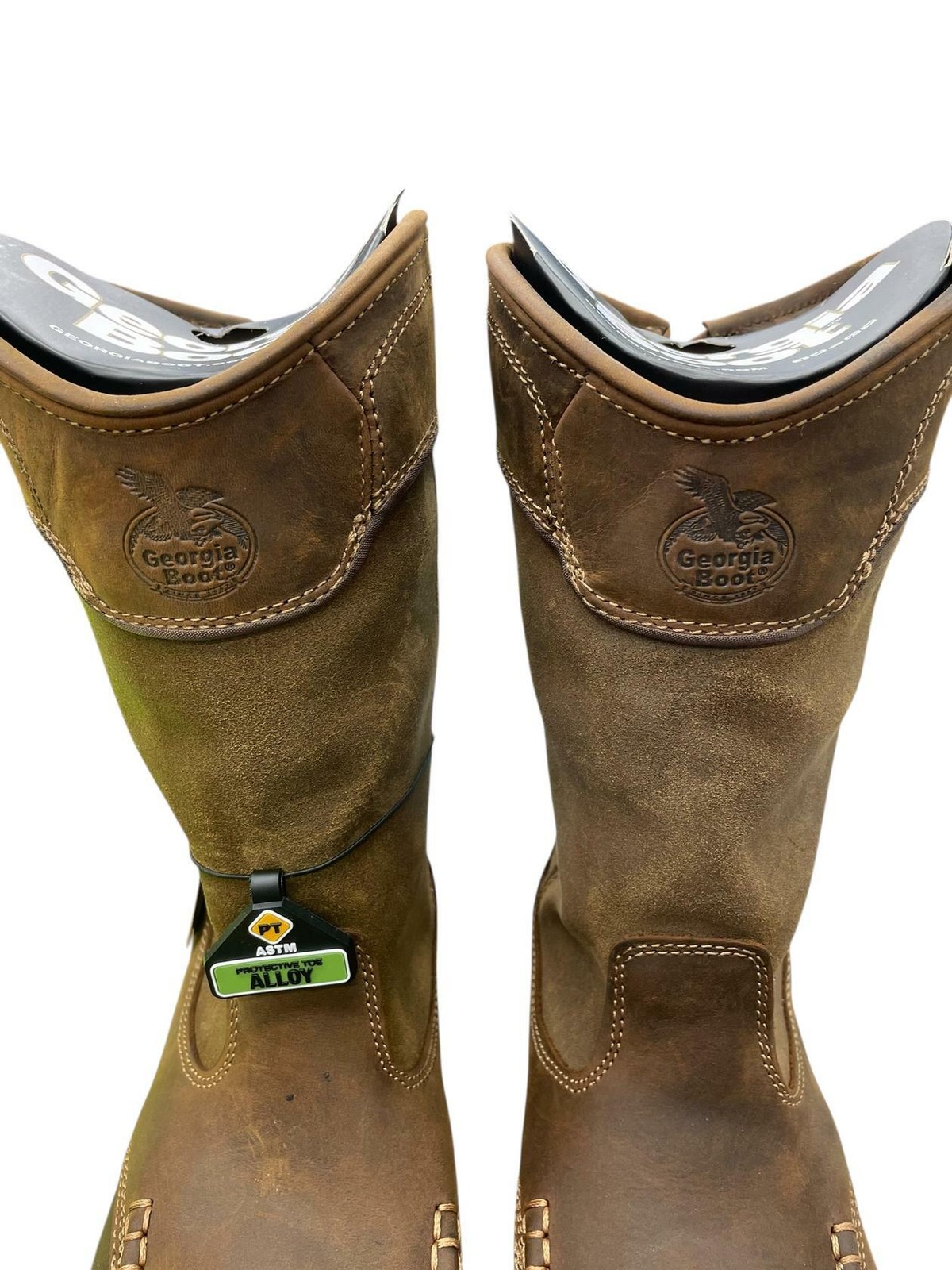 GEORGIA BOOT Men Athens SuperLyte Alloy Toe WP Wellington Boot Brown Size 9.5M