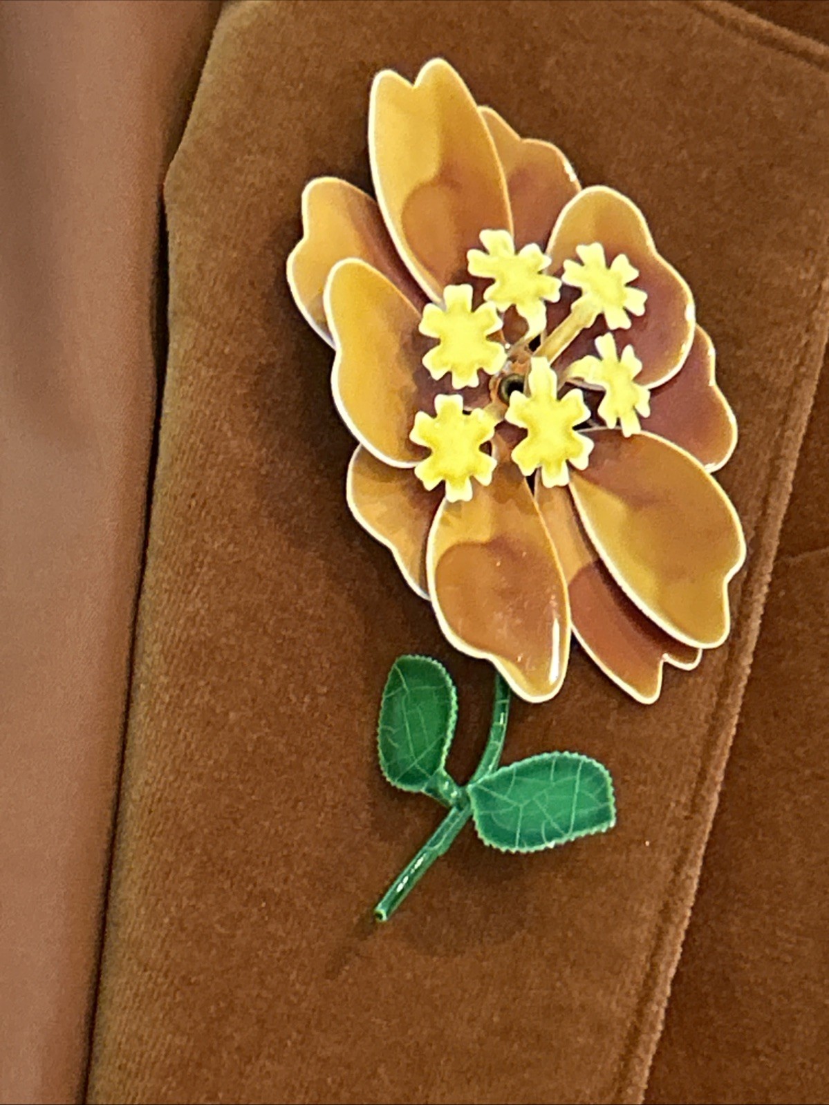 Vintage 80’s Velour Womens Jacket Size 7/8 Floral Broach Tailored Japan