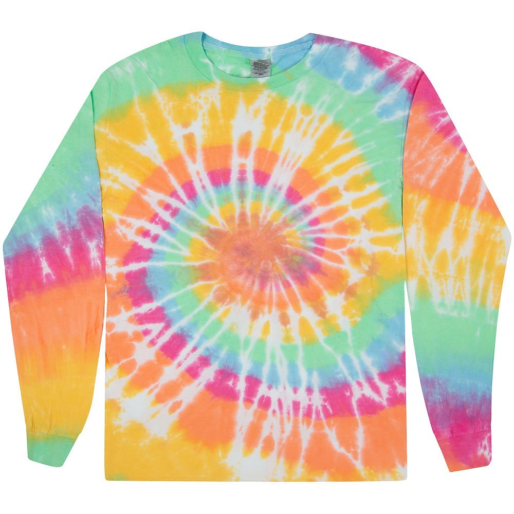 Long Sleeve Tie Dye T-Shirts Multicolor Adults & Kids Size Cotton Colortone