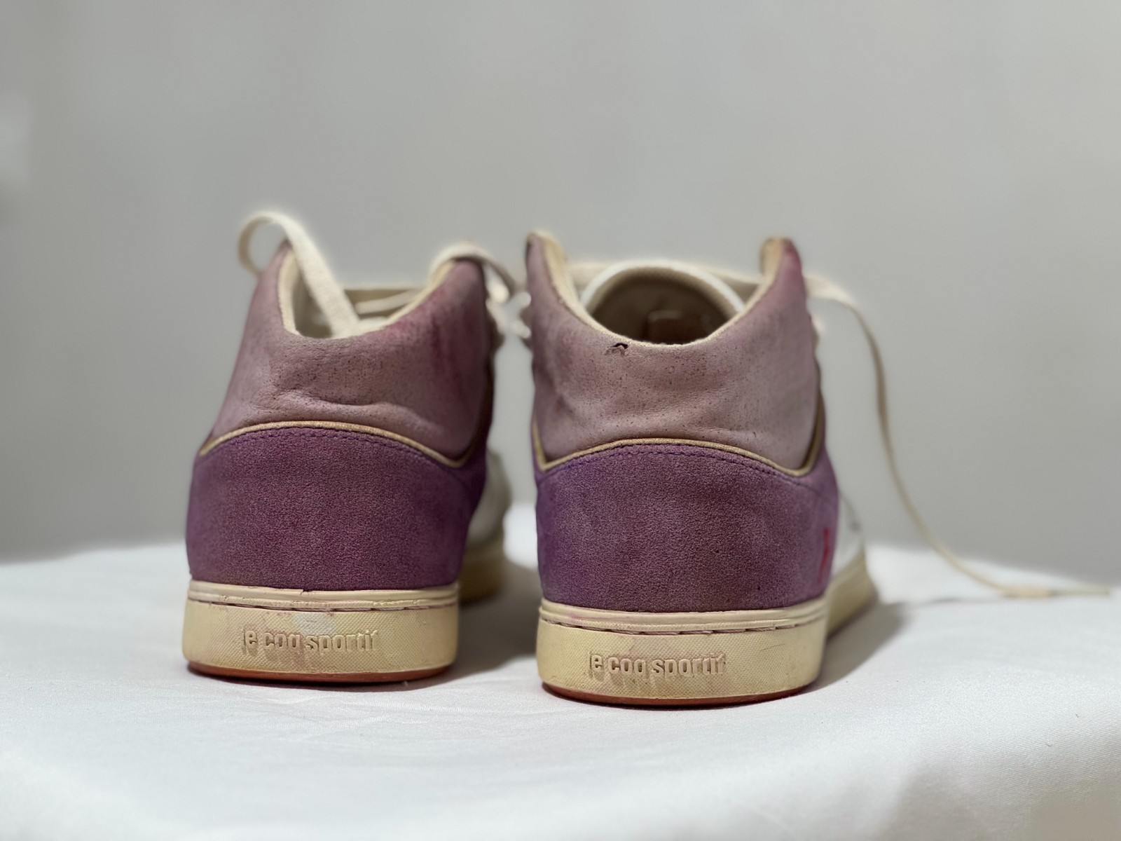 Le Coq Sportif High Top Sneakers White Purple Beige EU 38 US 6.5 UK 5