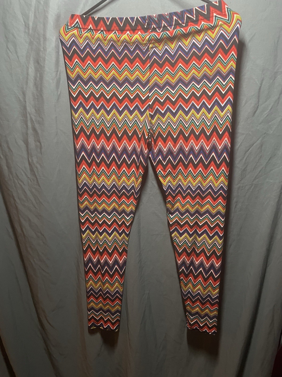 Eye Candy Multicolor Chevron Ankle Leggings Elastic Waist Mid Rise Yoga S