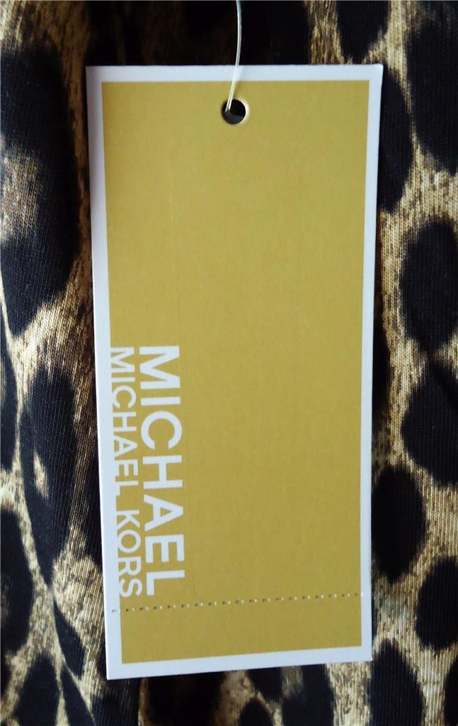 MICHAEL KORS BROWN LEOPARD ANIMAL PRINT STUDDED LOGO T-SHIRT TOP PLUS 3X NWT $88