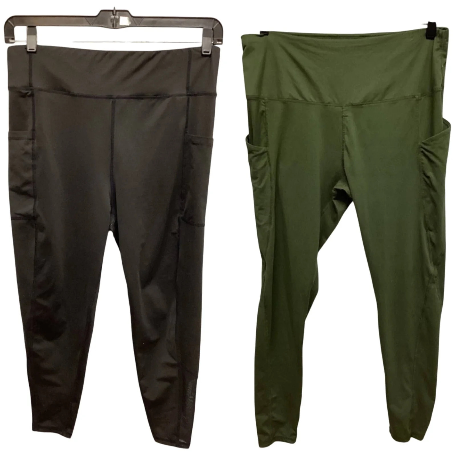 2 Womens XXL Athletic Stretchy Leggings Polyester Spandex Blend Pants w Pockets