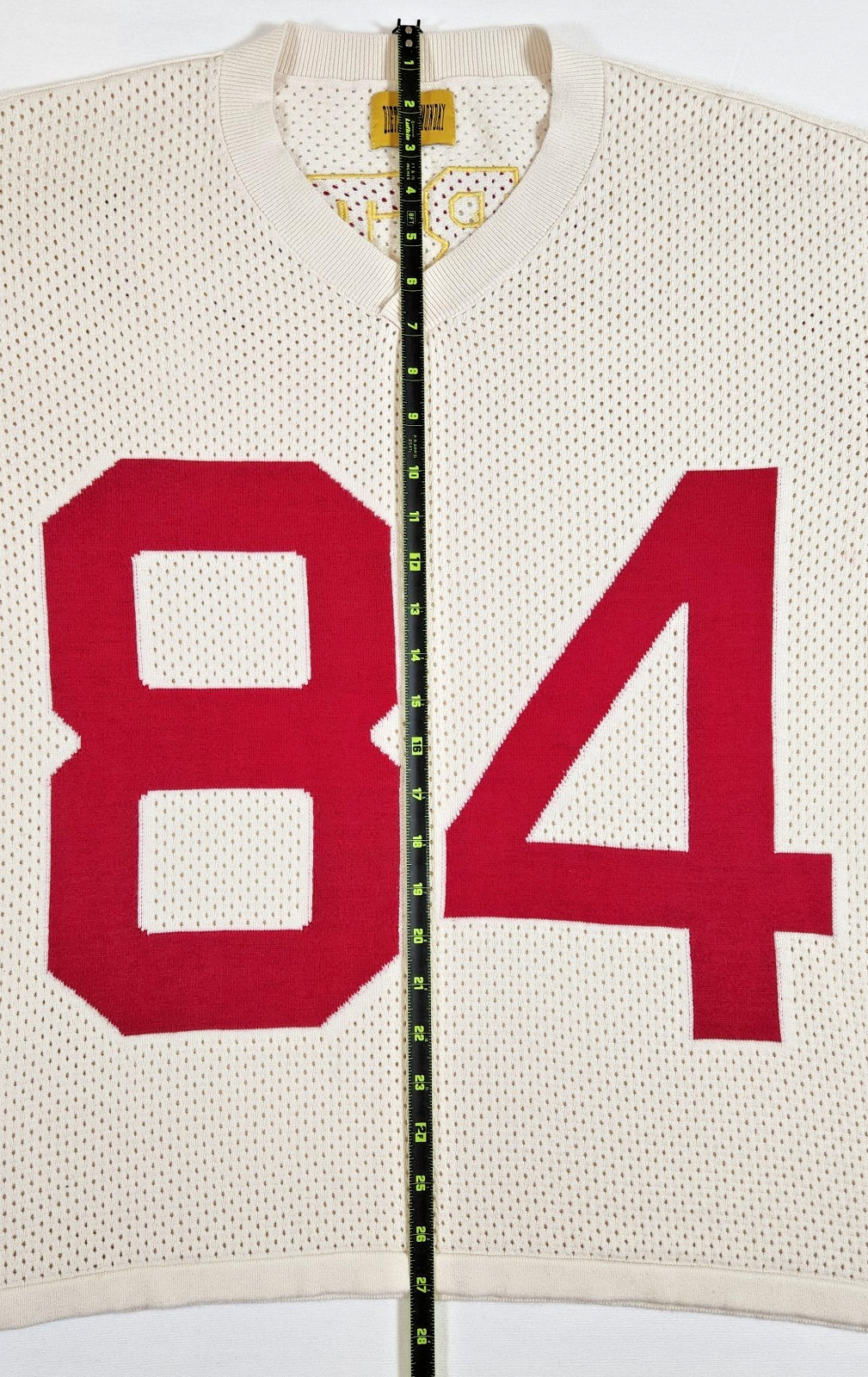 Diet Starts Monday Mesh Cream/Red “84” Football Knit Jersey – L