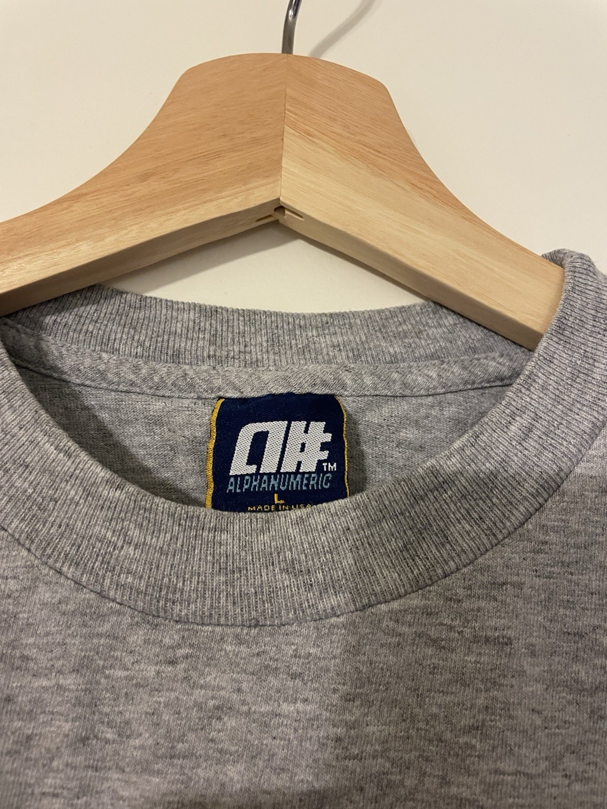 Vintage 1998 Alphanumeric A# Graphic T-Shirt Large Gray Skate Streetwear Rare