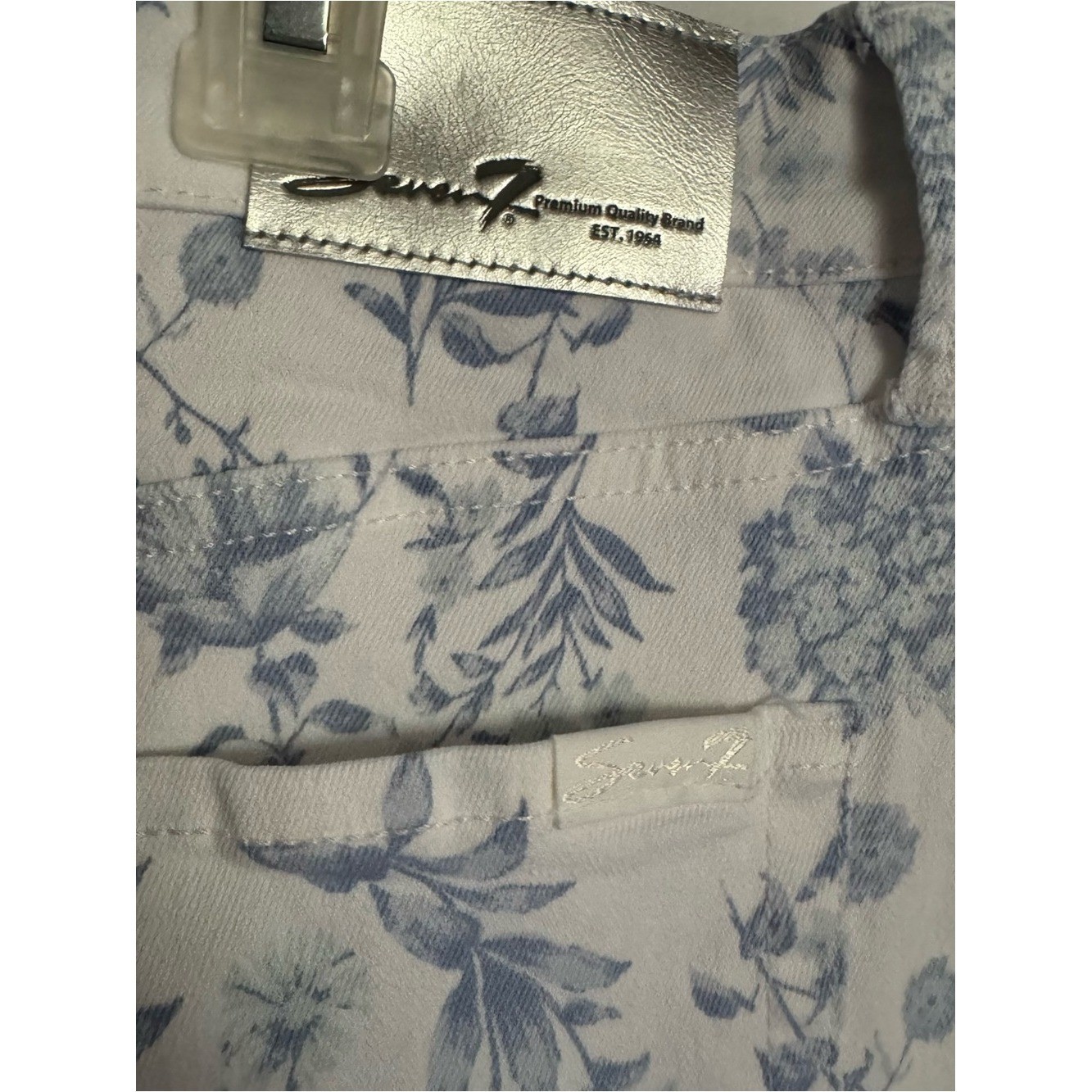NWT Seven7 Button Fly Floral Denim Skirt Size 12