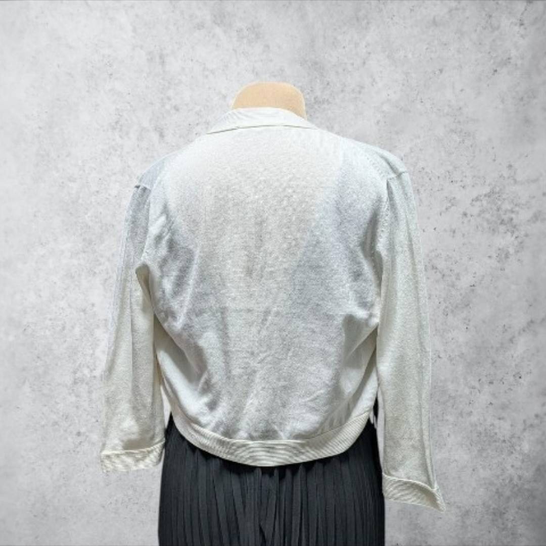 ANAYI Women’s Short Cardigan White Cotton Size 38 Excellent Japan