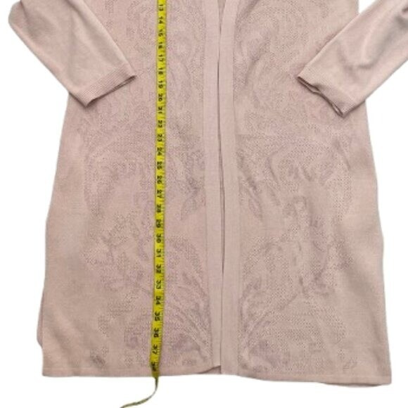 Chico’s NEW Long Boho Tonal Jacquard Cardigan Size 3/XL Peach