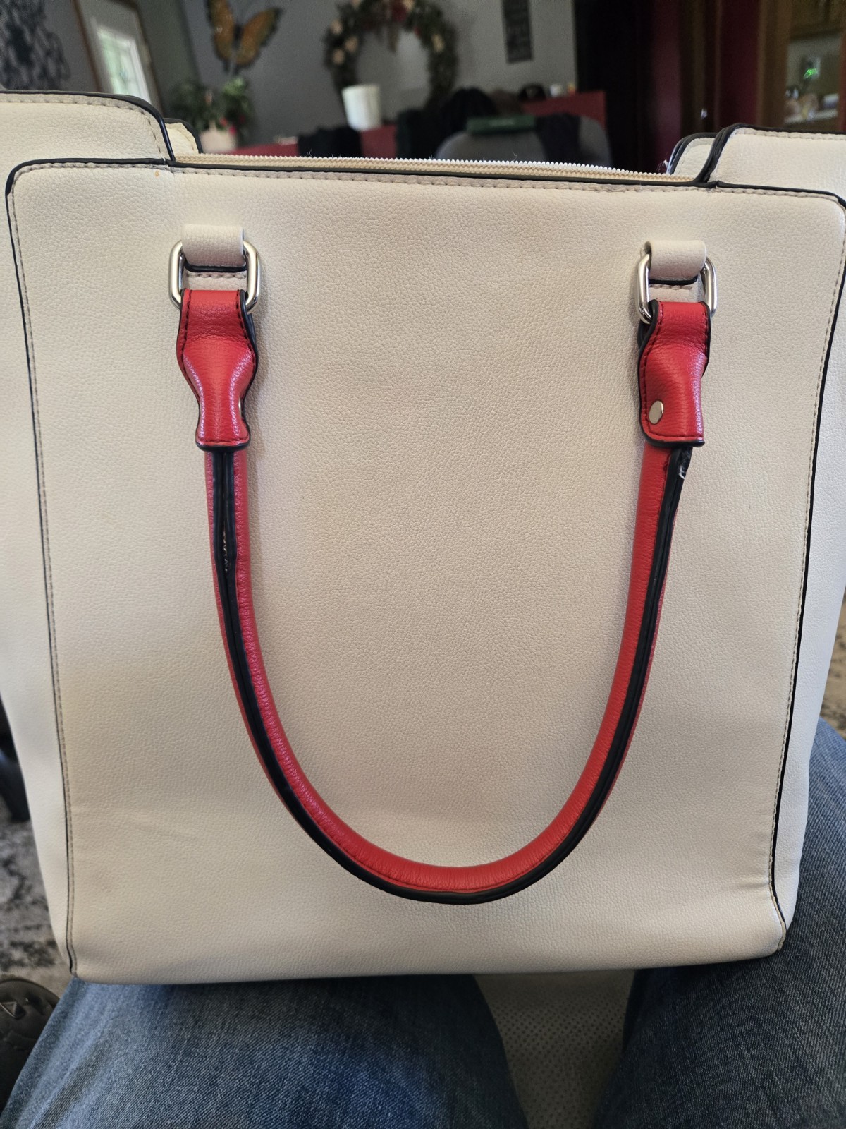 Christian Lacroix Colorblock Tote Black White Red Handles Zip