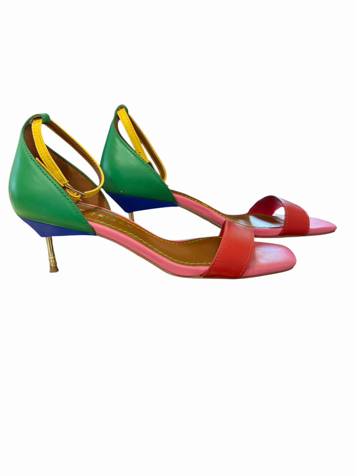 Kurt Geiger London Leather Multicolor Colorblock Strappy Open Toe Heels 36