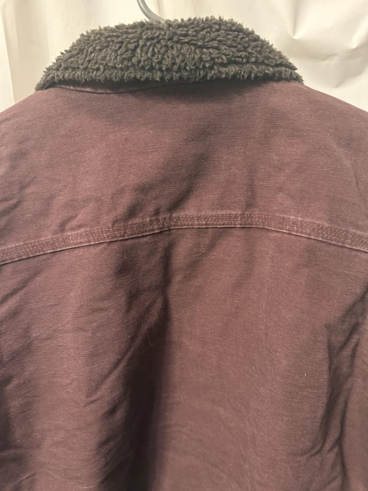 Carhartt Jacket Womens L 12/14 Maroon Wildwood Sherpa Lined Workwear 46″ chest