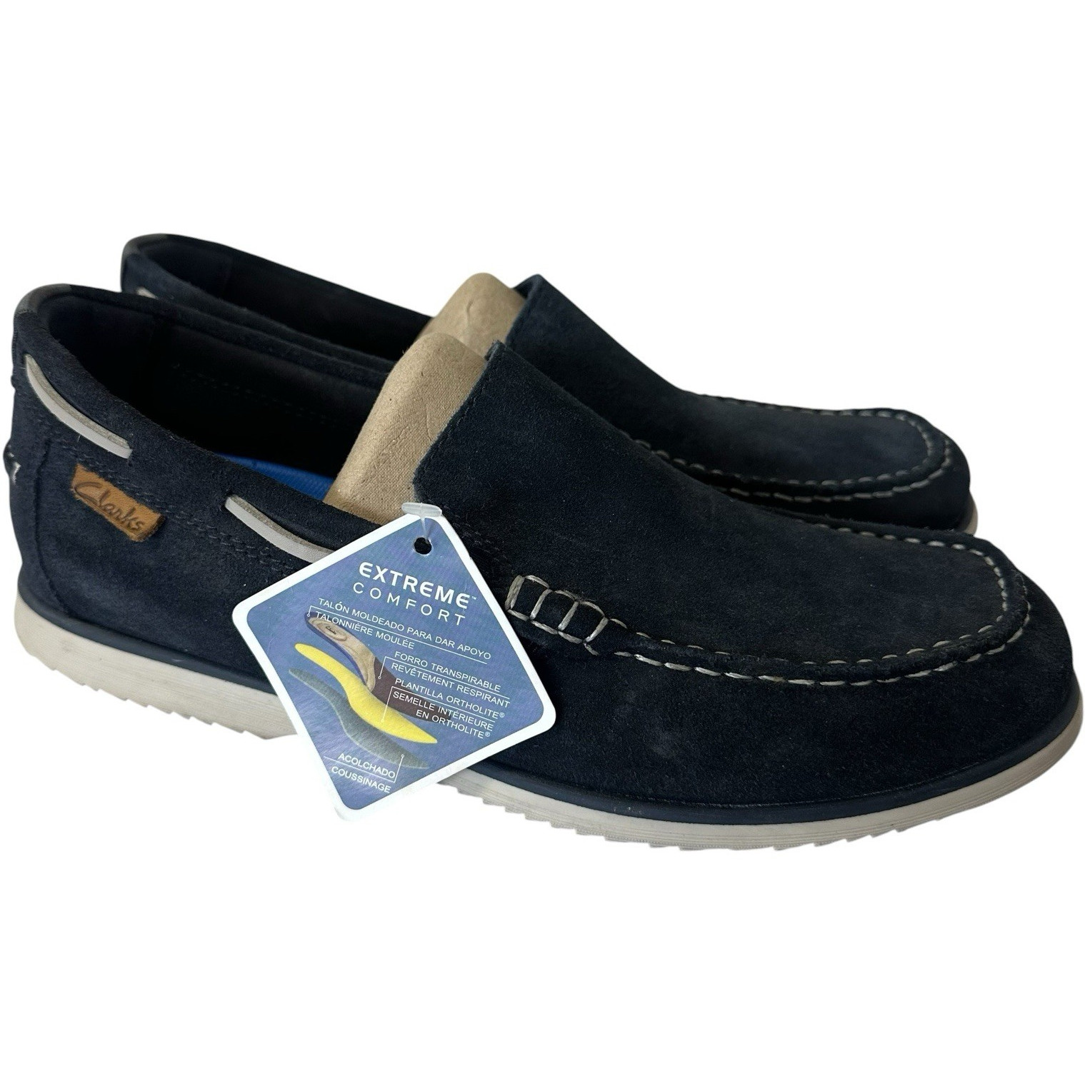 Clarks Collection Men’s Blue Suede Slip-On Loafers Comfort Square Toe US 10