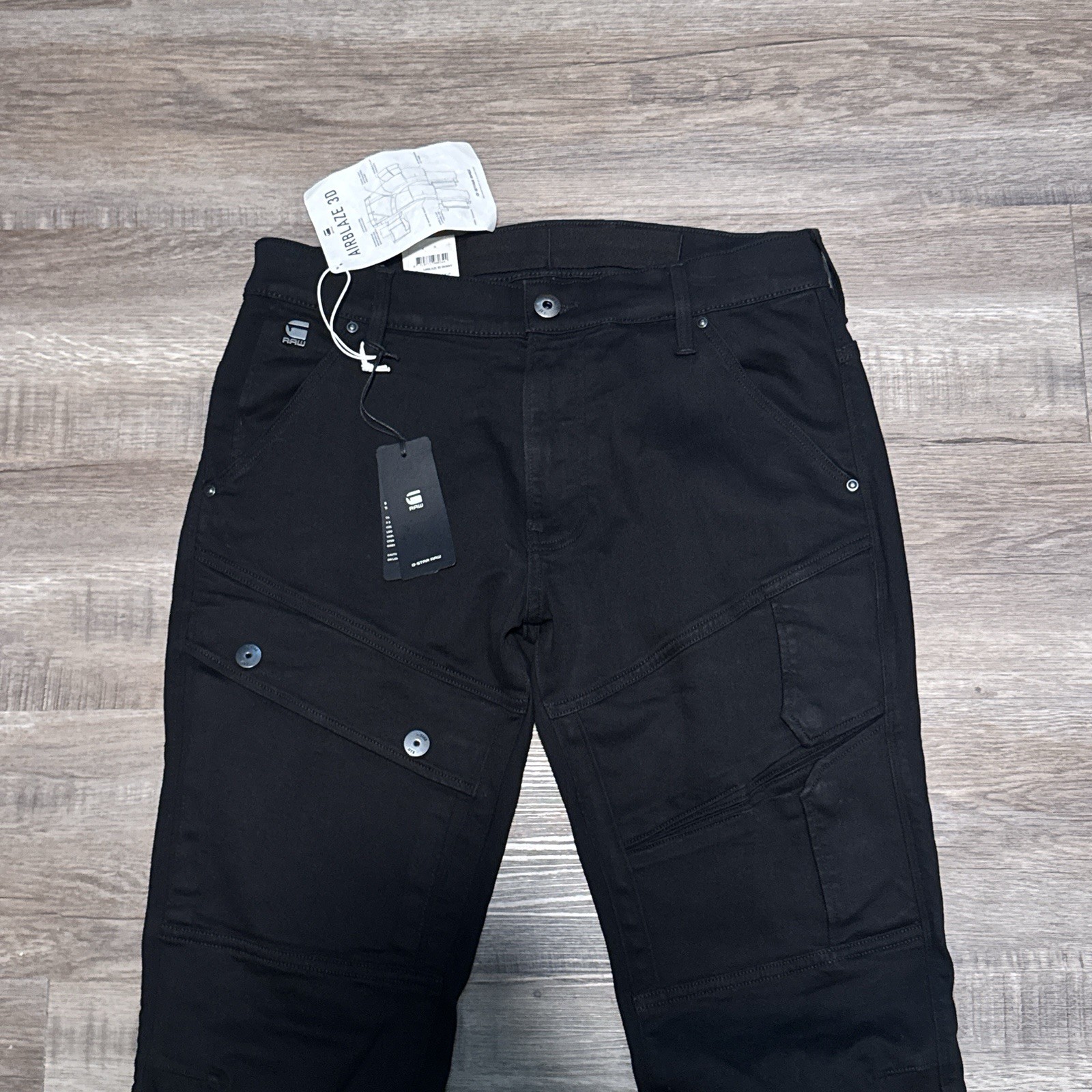 G-Star Raw Airblaze 3D Skinny Black Multi Pocket Moto Cargo Jeans Mens 32×32 NEW