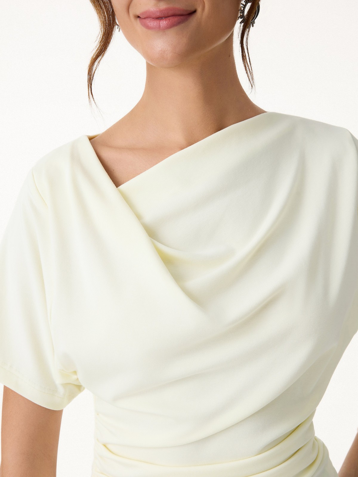 OGL Asymmetrical Cowl Neck Ruched Top