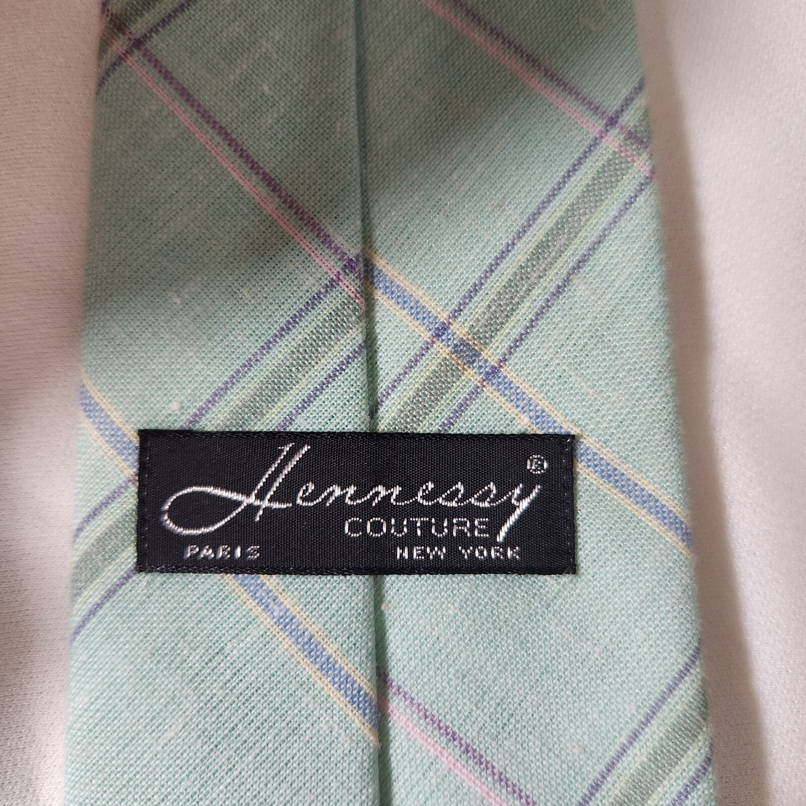 Hennessy Couture Mens Light Green with Stripes Neck Tie Size 56×3.25 Inches
