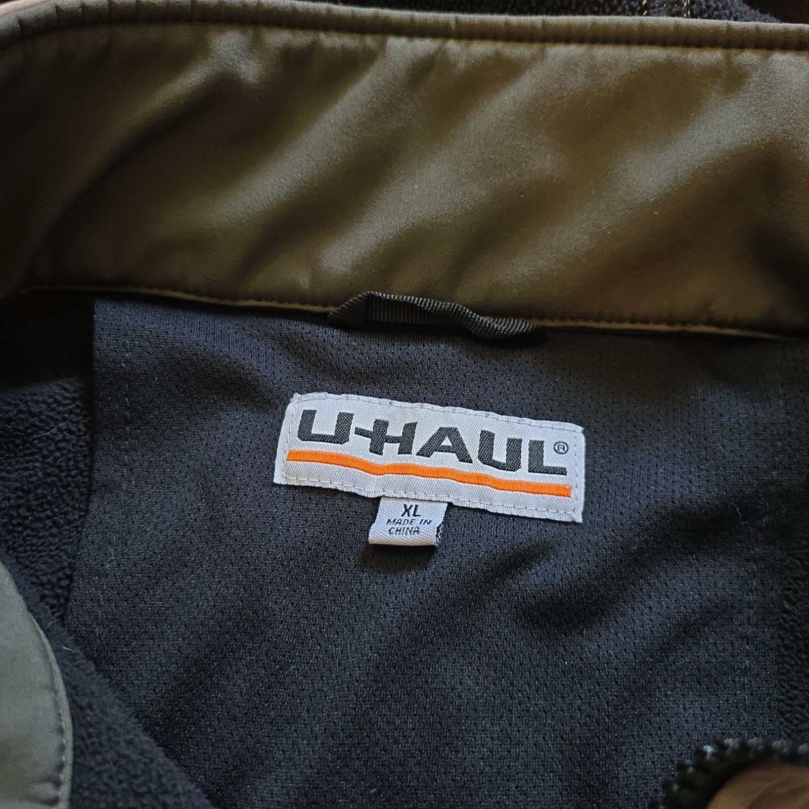 U-Haul Jacket Mens Green Tan Hooded Reflective Workwear Softshell Zip Up XL