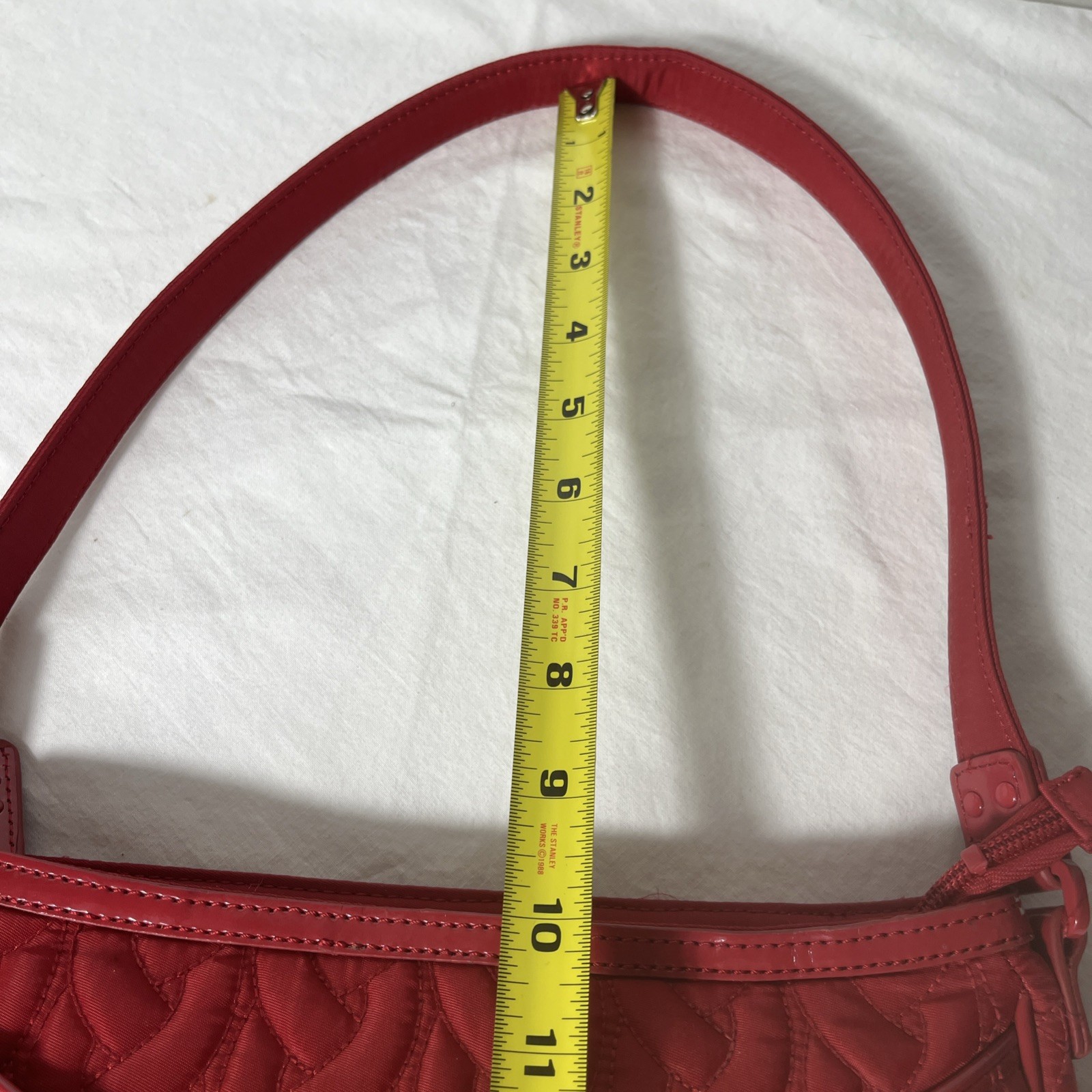 Vera Bradley Vintage Quilted Shoulder Bag Red Microfiber Purse Logo Stitching