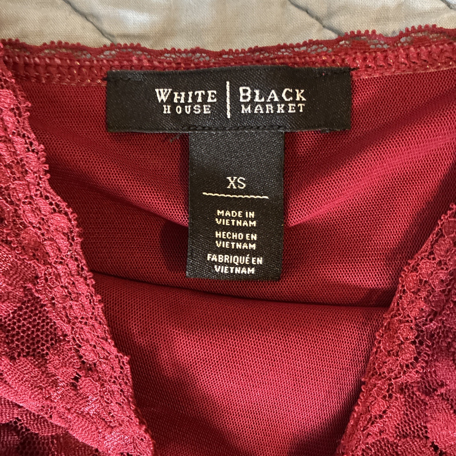 White House Black Market Cami Tank Burgundy Lace Y2K Fairy Grunge Sexy Stretch