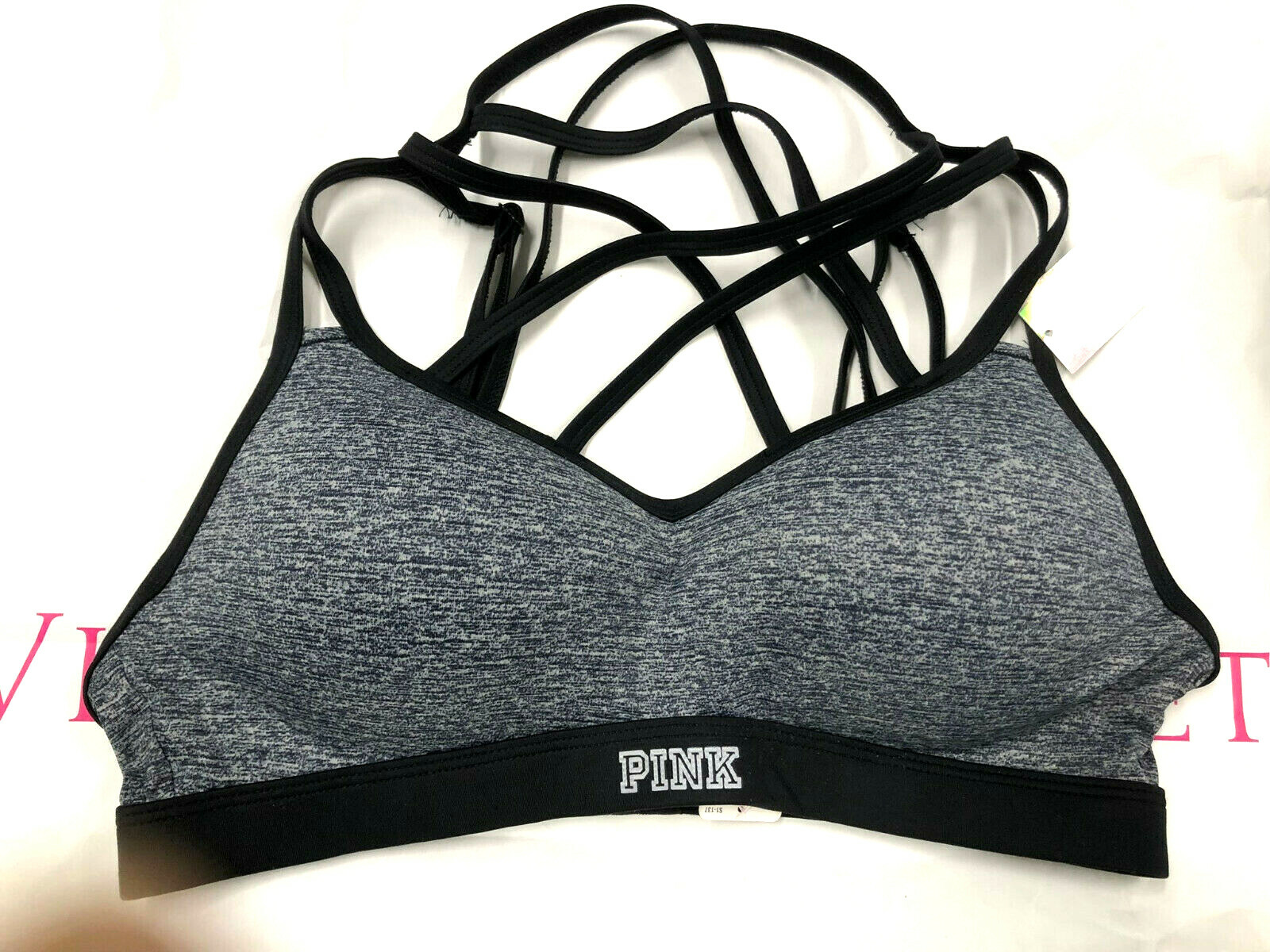 Victoria’s Secret Pink Ultimate Strappy Push-Up Sports Bra Gray Marl NWT