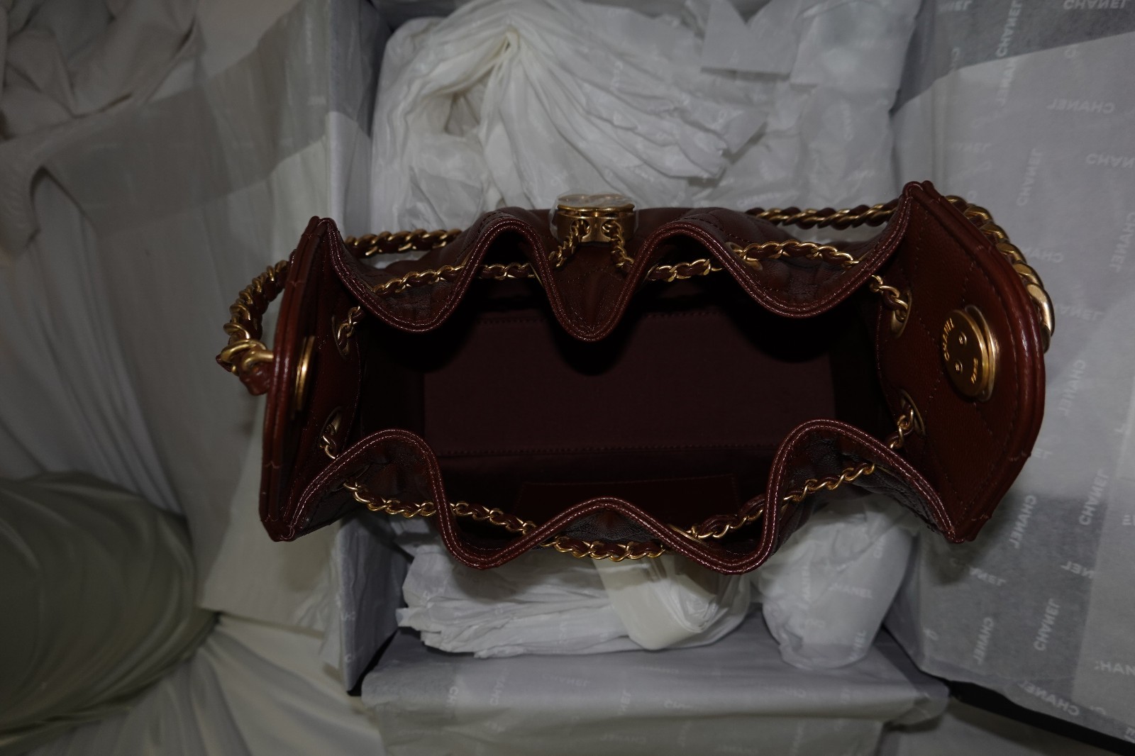 Chanel 25 Mini Dark Burgandy Cavier Gold hardware, Receipt, Orginal Box, dustbag