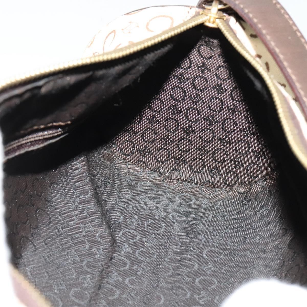 CELINE C Macadam Canvas Shoulder Bag Beige Gold Auth 142248