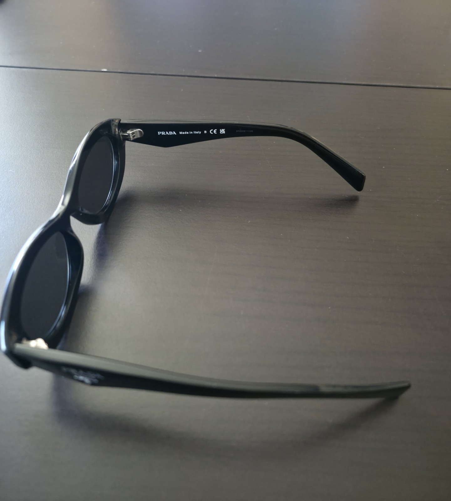 Prada SPR 287 Women’s Black Oval Sunglasses Black Lens 145mm Temple