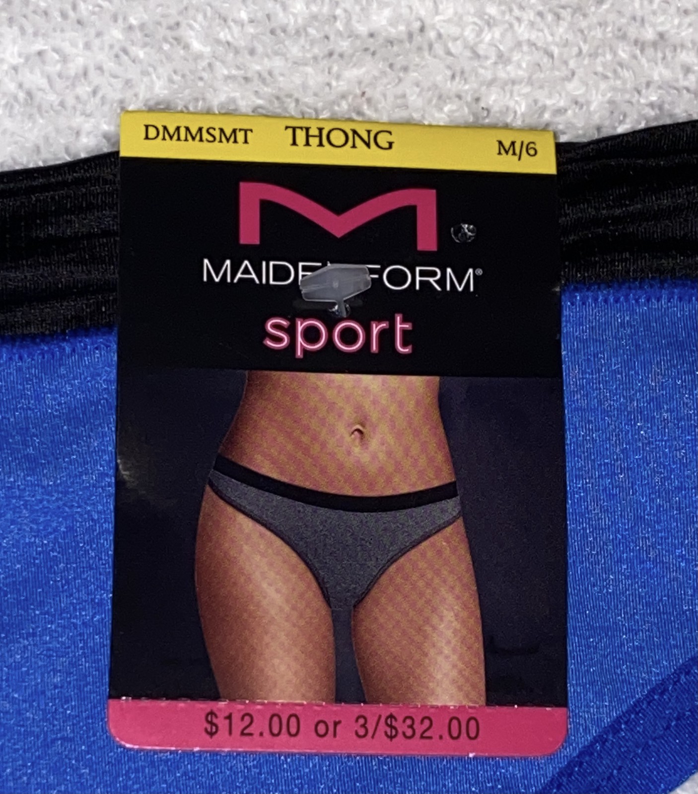 MAIDENFORM Sport Blue Black Breathable Thong Panty Womens S 5 M 6 L 7 XL 8 2XL 9