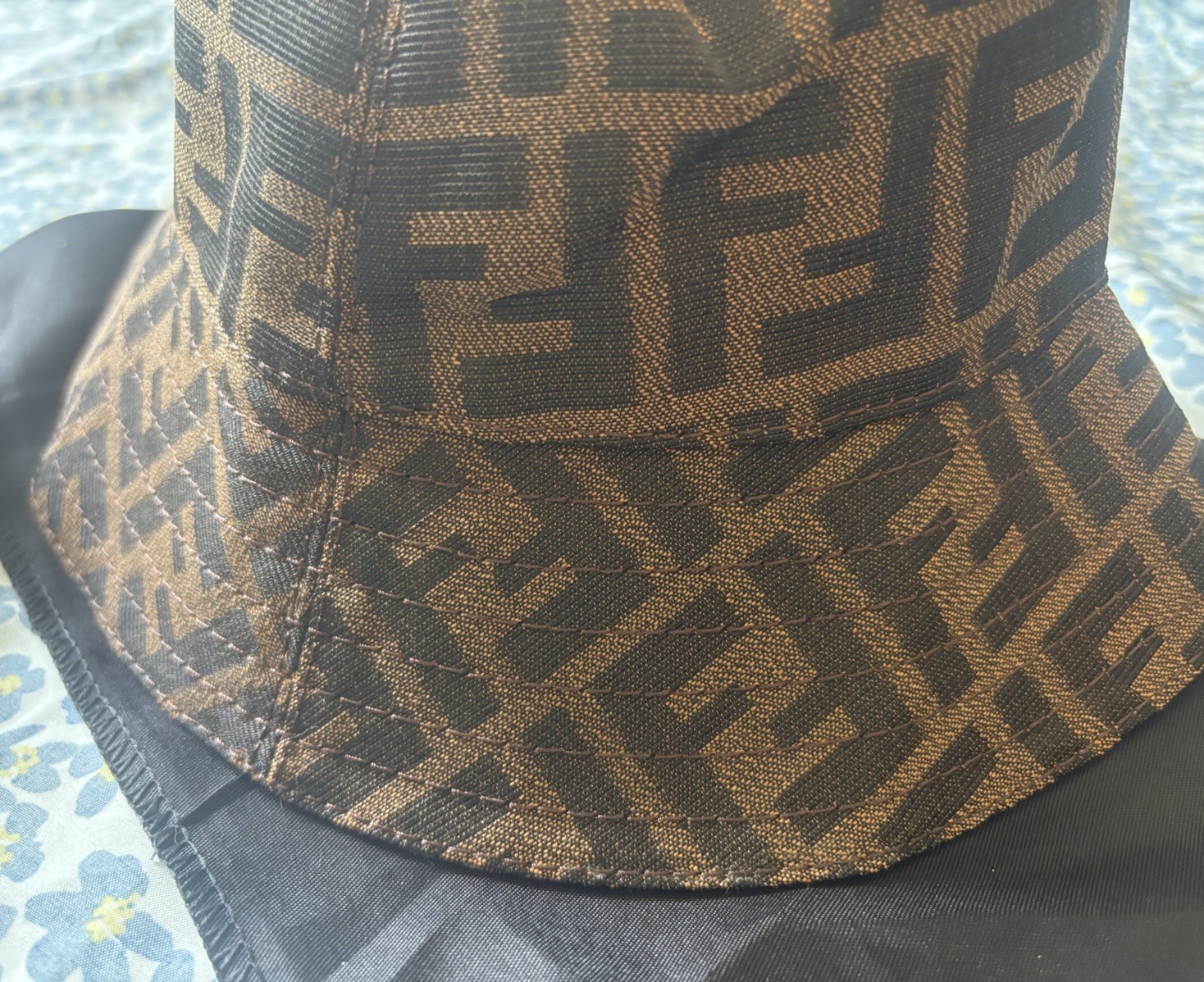 FENDI FF Monogram Bucket Hat Brown/Black Unisex Adults Size 58 cm