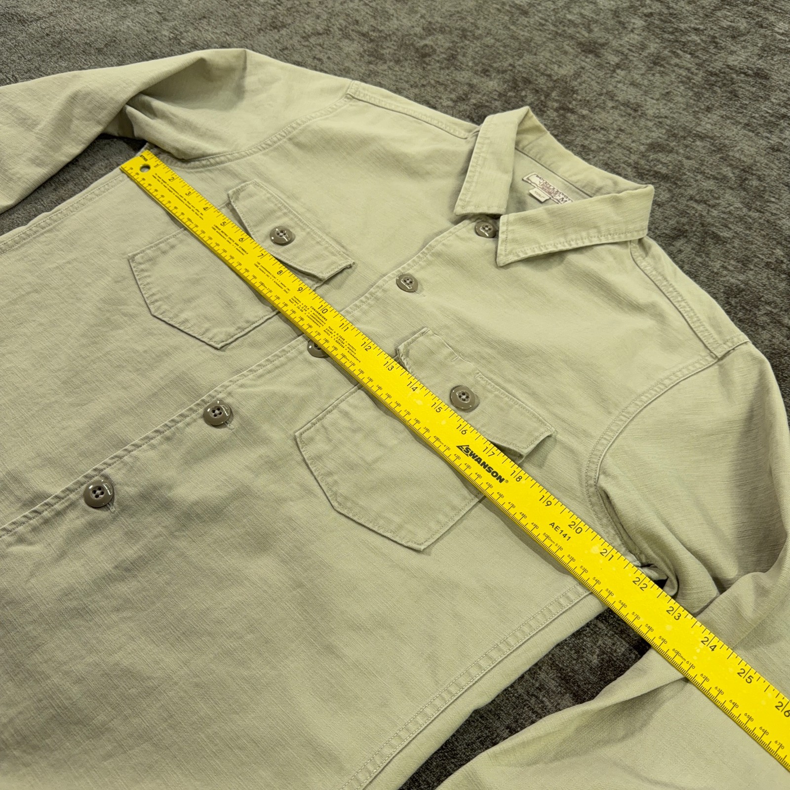 J.Crew Wallace & Barnes Shirt Jacket Men Medium Beige Military Work Chore Canvas