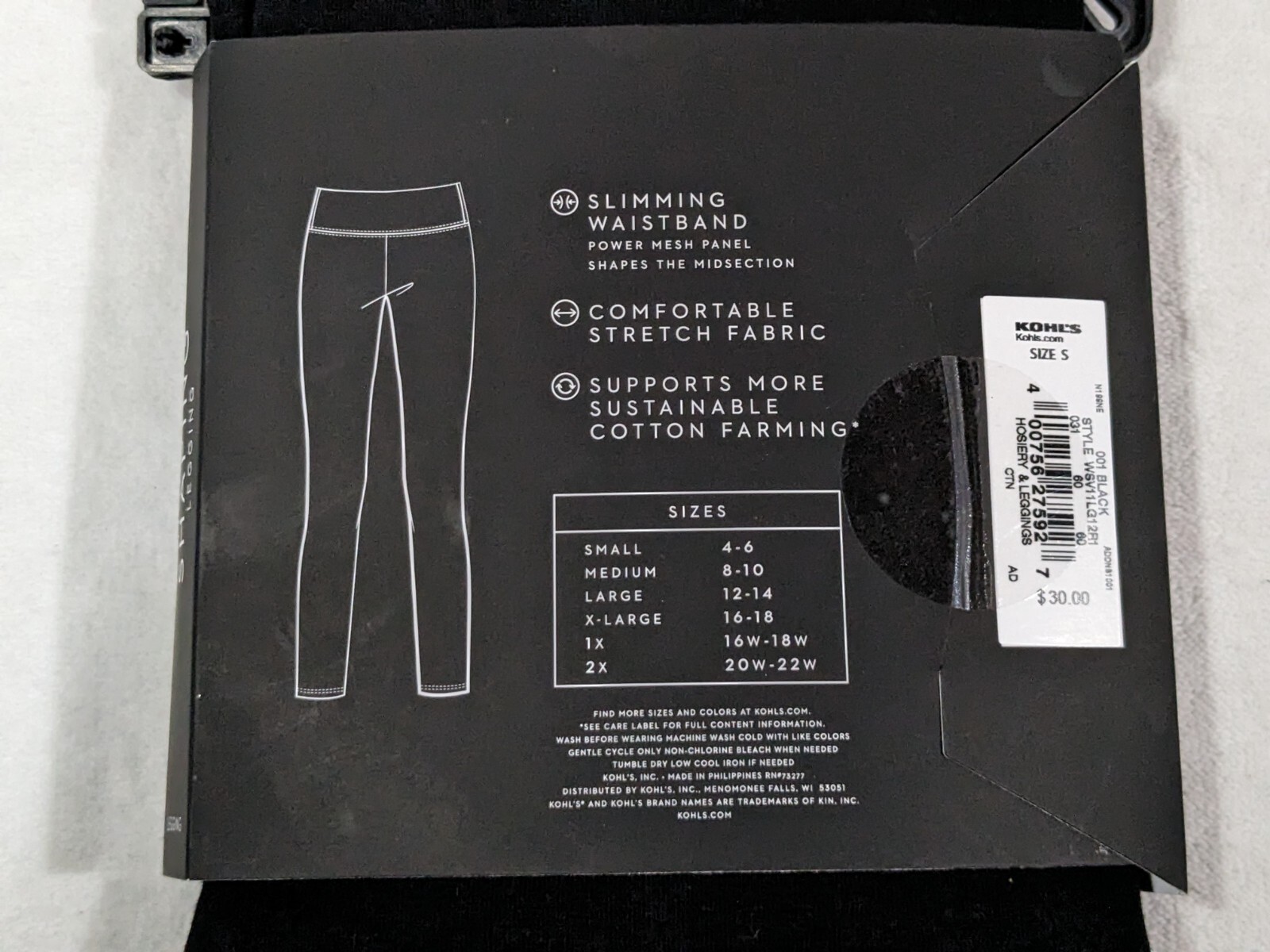 Simply Vera Vera Wang Women’s Black Live-In Shaping High Rise Leggings – S/M/L/X