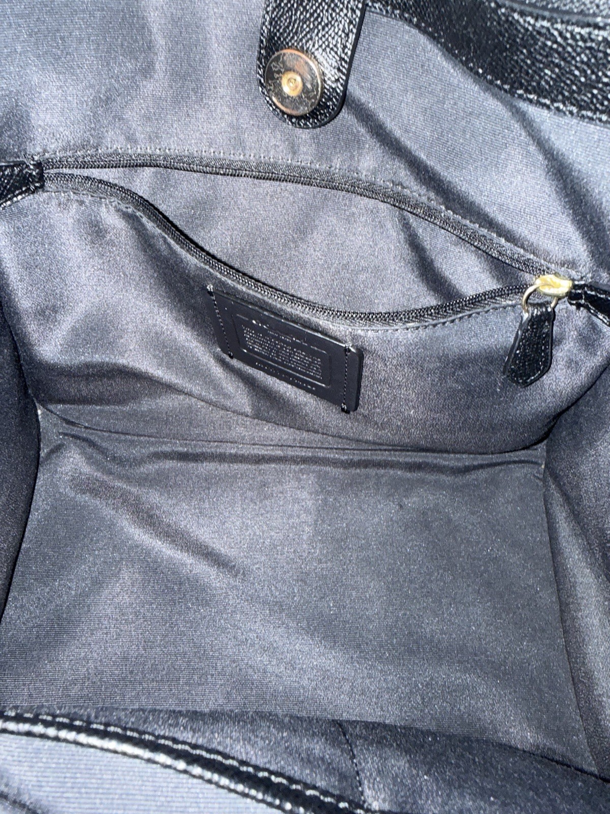 Coach Madison Black Pebbled Satchel Top Handle Double Zip Pockets Studs Gold