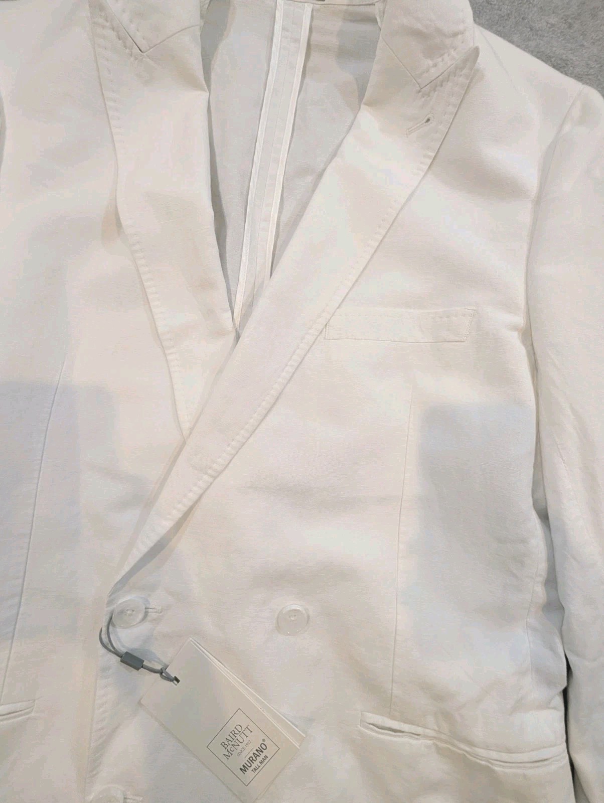 Baird McNutt Murano White Linen Blend Blazer Jacket Mens LT Doublebreasted