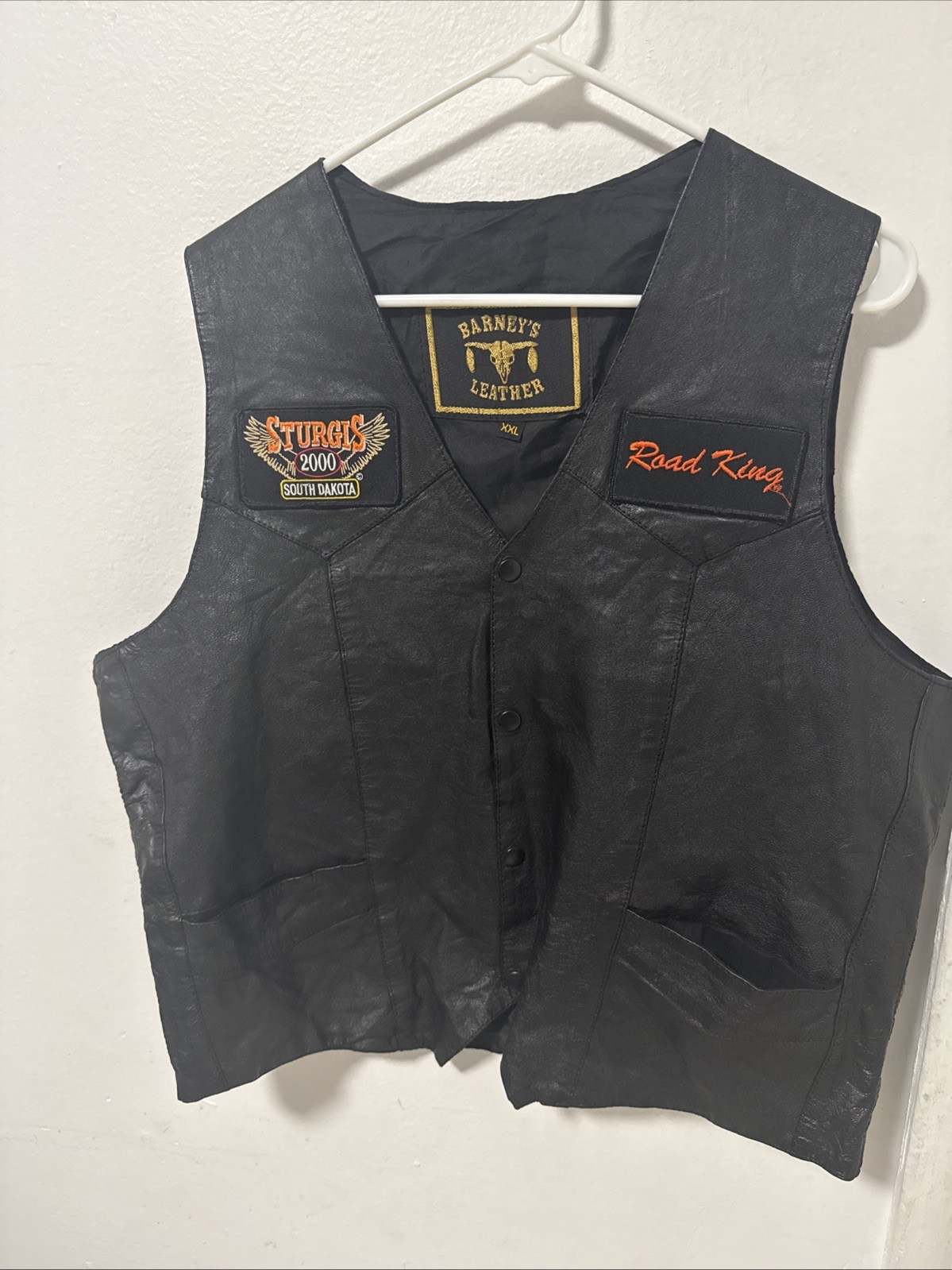 Vintage Steer Brand Leather Vest Men’s XXL Black Made In USA Motorcycle Western