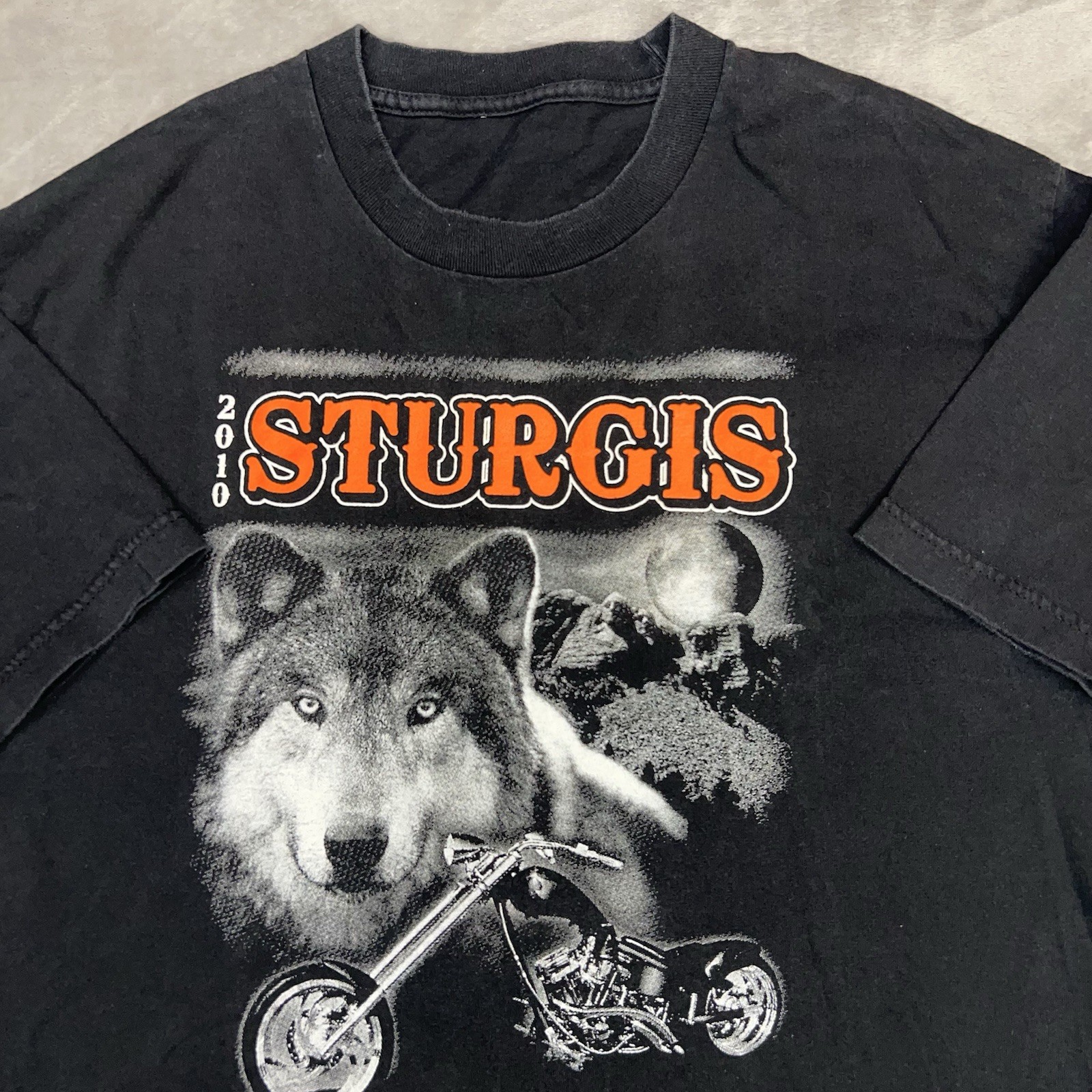 STURGIS Graphic T-Shirt Mens Medium 70th Anniversary 2010 Black Wolf Biker Eagle