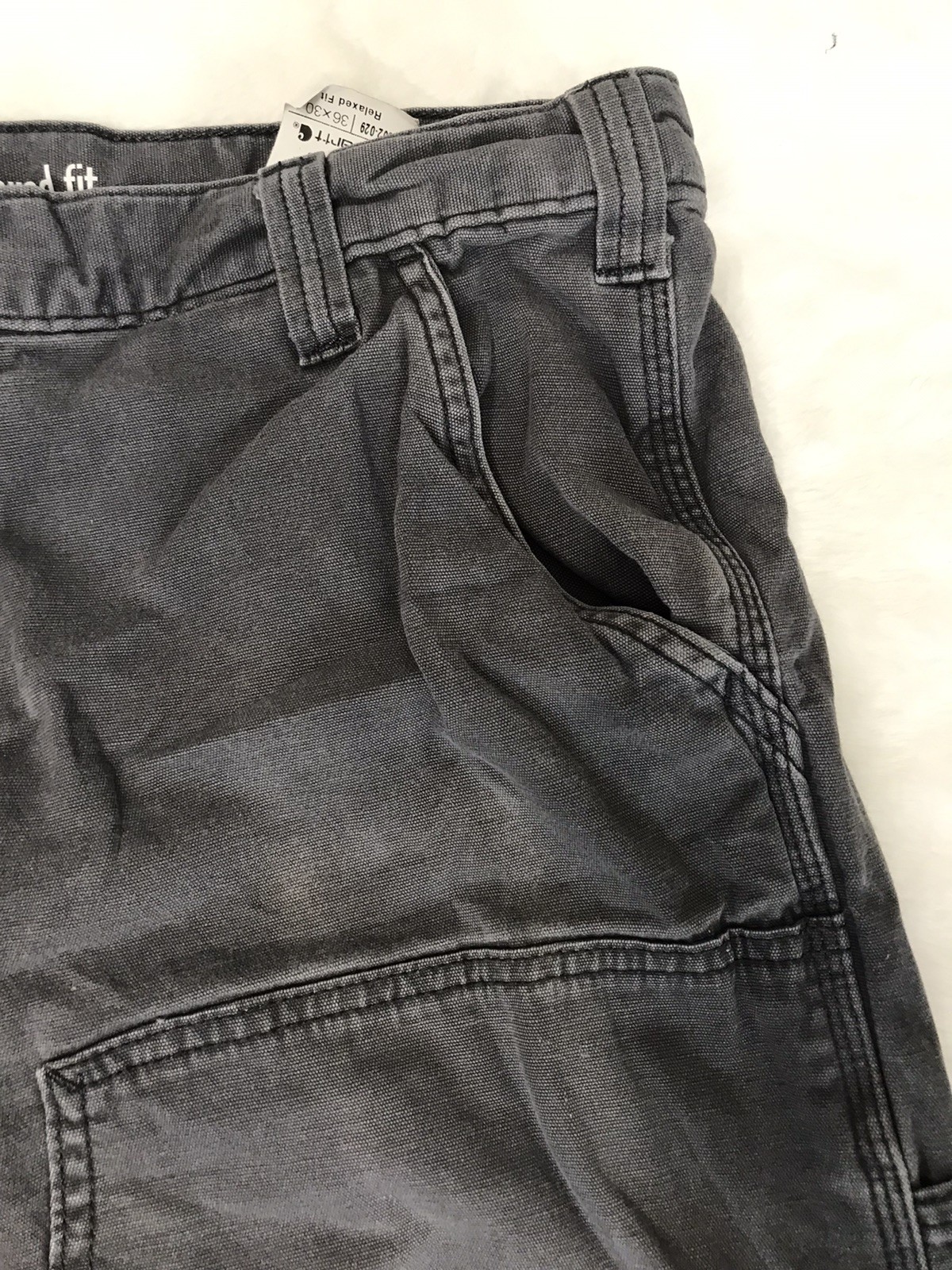 Carhartt RELAXED STRAIGHT RIGBY DOUBLE-FRONT DUNGAREE Gravel Gray Mens 36×30