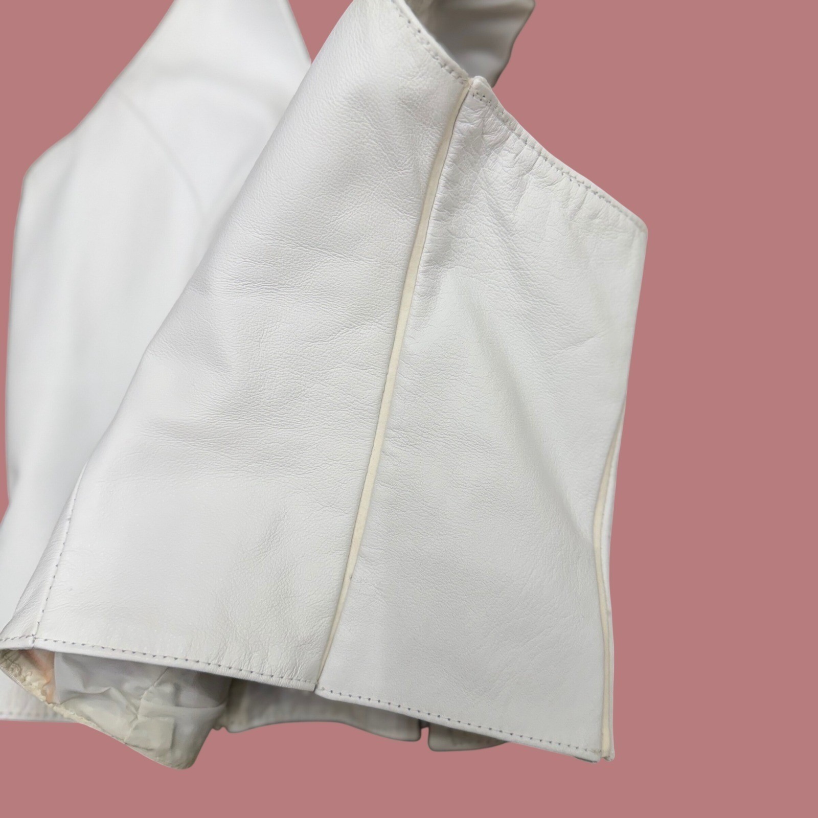 Wilsons Leather Maxima White Leather Halter Top Corset Crop Top Y2K Size S