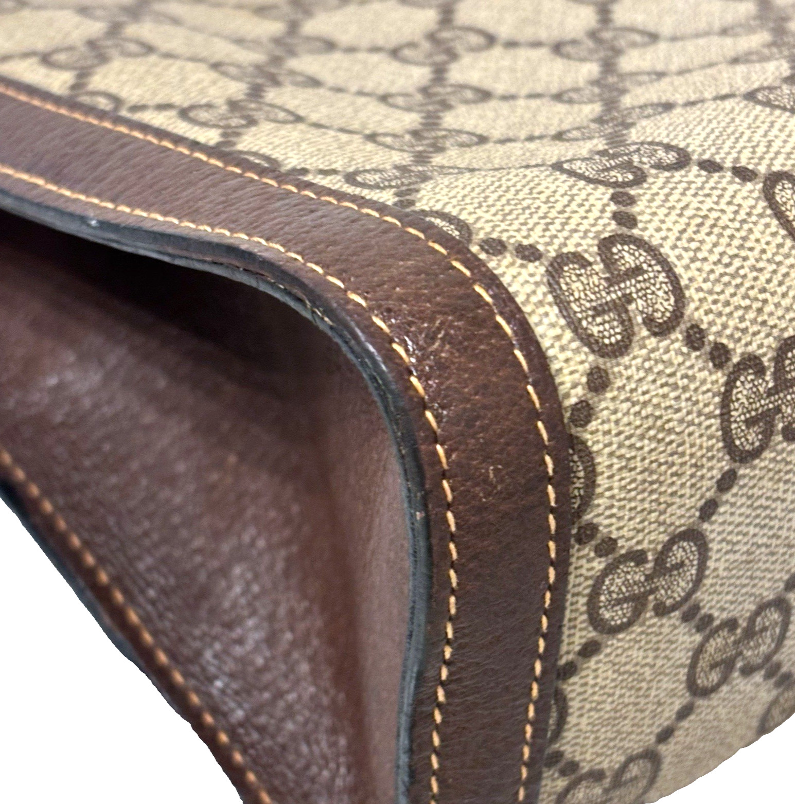 Gucci Sherry Line Clutch Bag PVC Leather Vintage GG Authentic