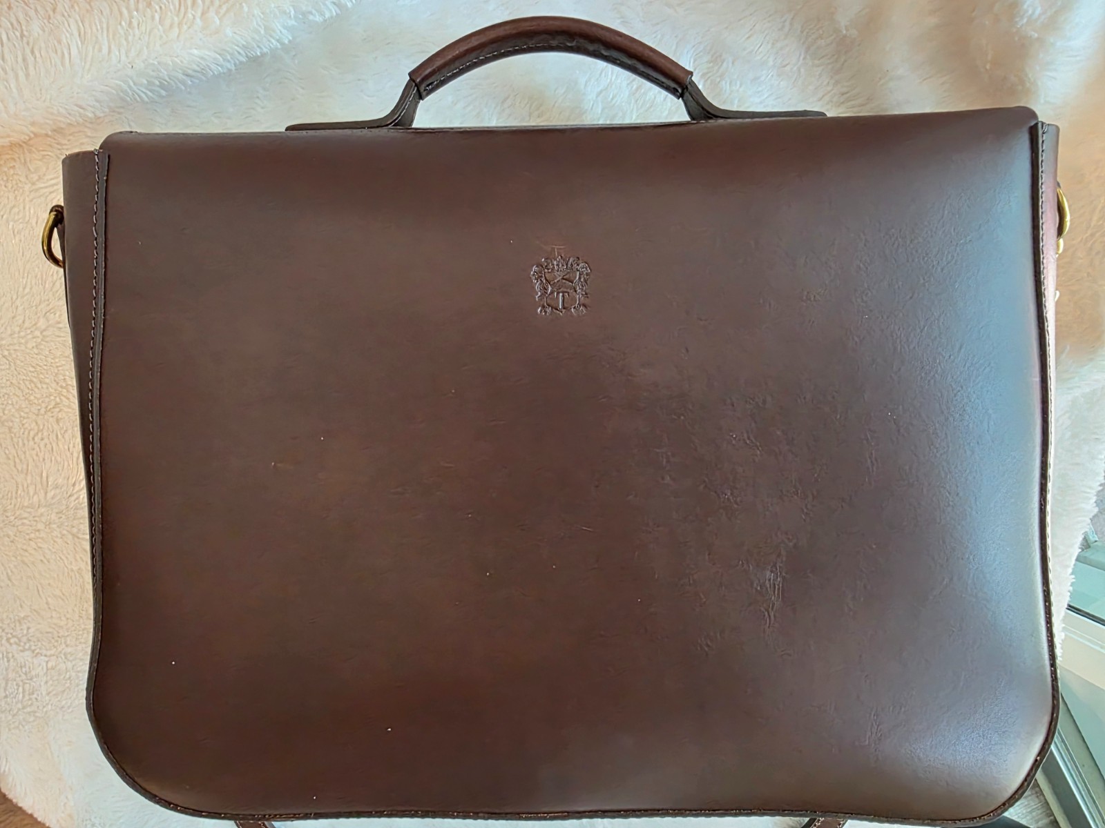 Tusting For Levenger English Leather Satchel Messenger Bag Made In England