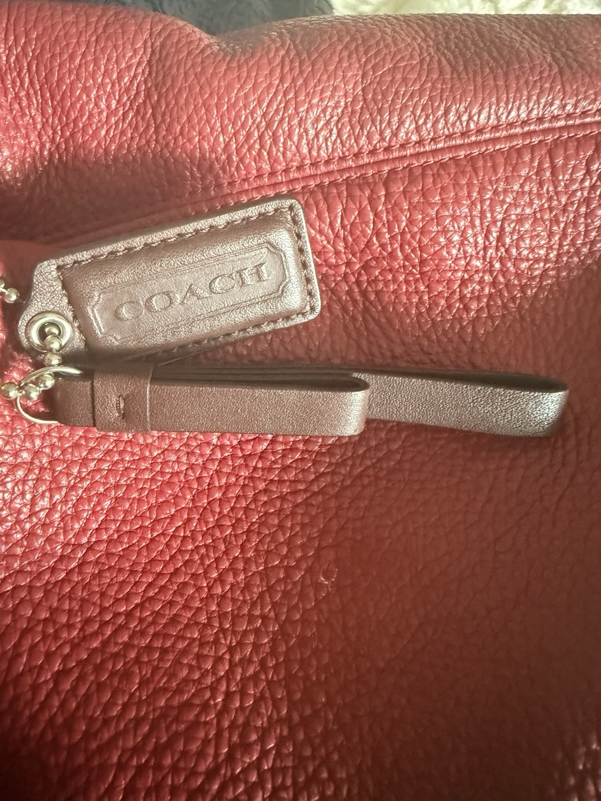 Coach F24385 Leather Backpack Red Pebbled Leather Turnlock Drawstring Bag